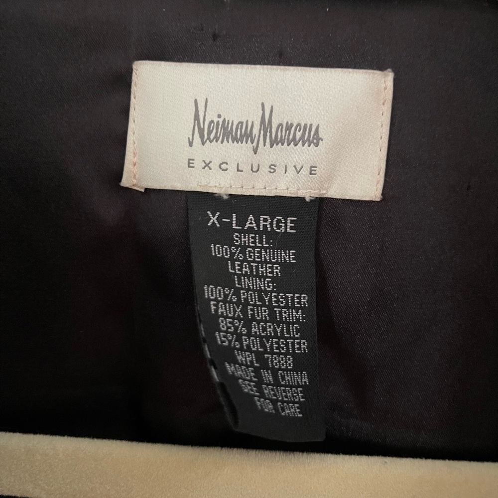 HUGE SALE!🍀🔥Neiman Marcus Black ALL LEATHER FUR HOODED JACKET XL - Picture 7 of 7